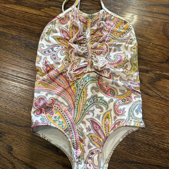 Zimmermann Kids One Piece Swimsuit - Pink and Yellow Paisley - Picture 1 of 6